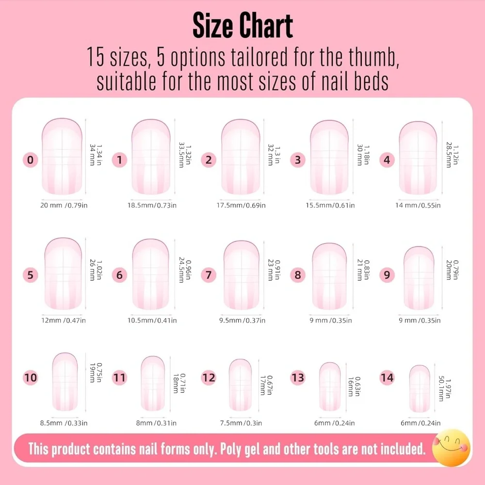 Pink Poly Gel Toe Nail Forms 300 Piece Set